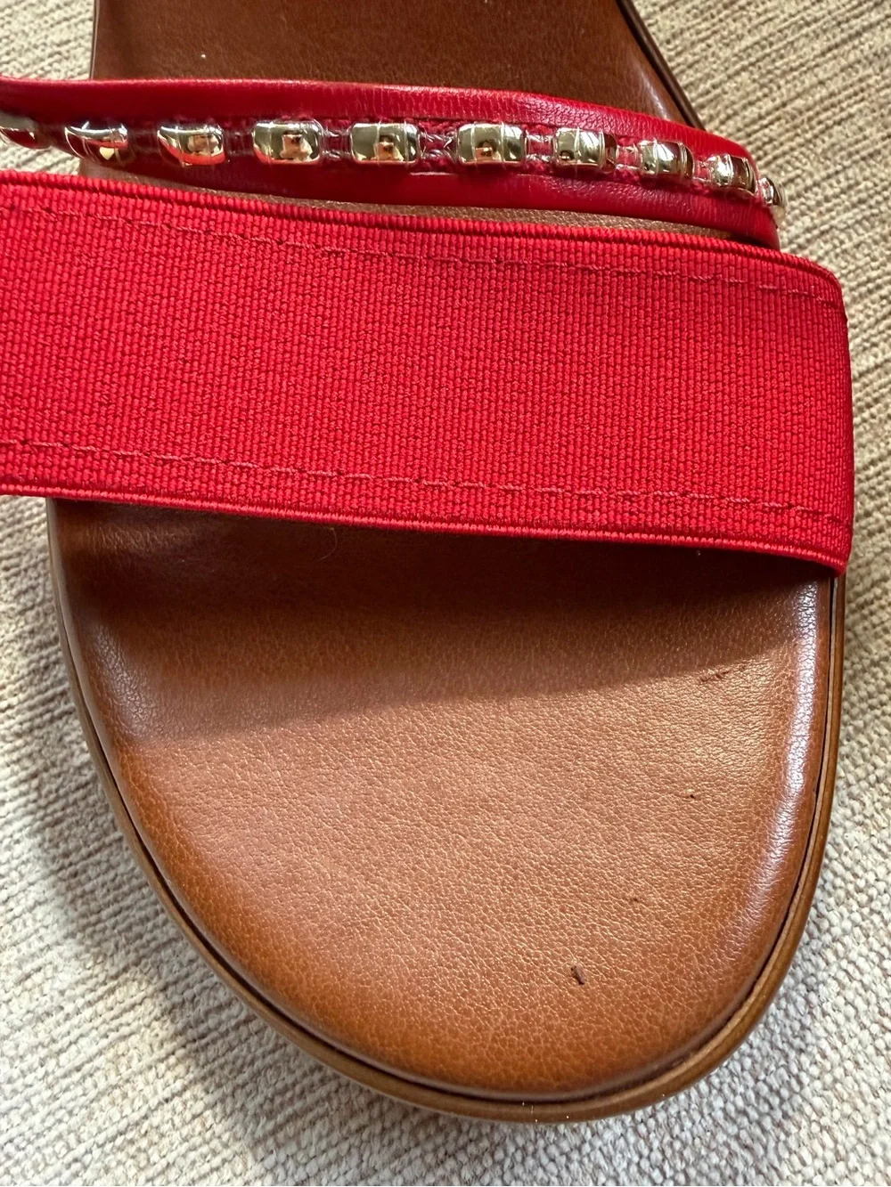 NWOB Italian Showmakers Red Marcia Wedge Sandals. Women's Size: 9.